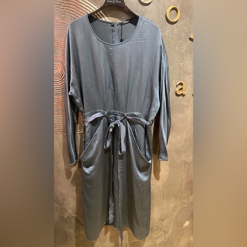 NWT BRUUNS BAZAAR Elegant office BLUE MIDI Dress